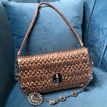 Fortok Miu Miu Iconic Crystal Cloqué Nappa leather Gold Top-handle bag 28x4x15cm