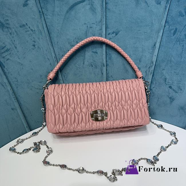 Fortok Miu Miu Iconic Crystal Cloqué Nappa leather Light Pink bag 22.5x4.5x12cm - 1