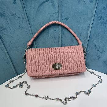 Fortok Miu Miu Iconic Crystal Cloqué Nappa leather Light Pink bag 22.5x4.5x12cm