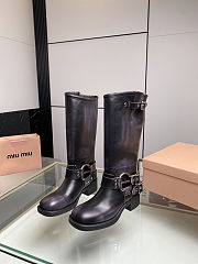 Fortok Miu Miu leather buckle boots Black - 1