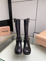 Fortok Miu Miu leather buckle boots Black - 6