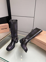 Fortok Miu Miu leather buckle boots Black - 5