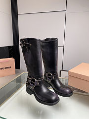 Fortok Miu Miu leather buckle boots Black - 4