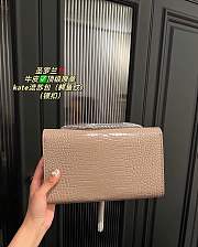 Fortok Saint Laurent Ysl Kate In Crocodile Leather Beige Silver Hardware 24x15x6cm - 5