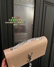 Fortok Saint Laurent Ysl Kate In Crocodile Leather Beige Silver Hardware 24x15x6cm - 4