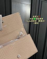 Fortok Saint Laurent Ysl Kate In Crocodile Leather Beige Silver Hardware 24x15x6cm - 3