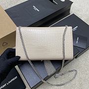 Fortok Saint Laurent Ysl Kate In Crocodile Leather Light Beige Silver Hardware 24x15x6cm - 2