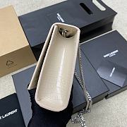 Fortok Saint Laurent Ysl Kate In Crocodile Leather Light Beige Silver Hardware 24x15x6cm - 3