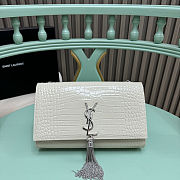 Fortok Saint Laurent Ysl Kate In Crocodile Leather White Silver Hardware 24x15x6cm - 1