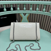 Fortok Saint Laurent Ysl Kate In Crocodile Leather White Silver Hardware 24x15x6cm - 6