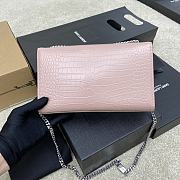 Fortok Saint Laurent Ysl Kate In Crocodile Leather Light Pink Silver Hardware 24x15x6cm - 3