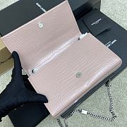 Fortok Saint Laurent Ysl Kate In Crocodile Leather Light Pink Silver Hardware 24x15x6cm - 2