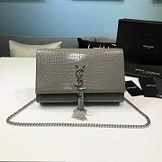 Fortok Saint Laurent Ysl Kate In Crocodile Leather Grey Silver Hardware 24x15x6cm - 1