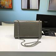 Fortok Saint Laurent Ysl Kate In Crocodile Leather Grey Silver Hardware 24x15x6cm - 2
