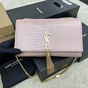Fortok Saint Laurent Ysl Kate In Crocodile Leather Light Pink Gold Hardware 24x15x6cm - 1
