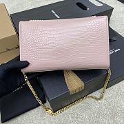 Fortok Saint Laurent Ysl Kate In Crocodile Leather Light Pink Gold Hardware 24x15x6cm - 4