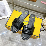 Fortok Fendi FF Logo-Patch Leather Slides Black - 1