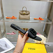 Fortok Fendi FF Logo-Patch Leather Slides Black - 5