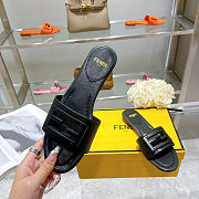 Fortok Fendi FF Logo-Patch Leather Slides Black - 4