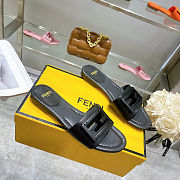 Fortok Fendi FF Logo-Patch Leather Slides Black - 3