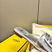 Fortok Fendi FF Logo-Patch Leather Slides Silver - 6
