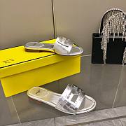Fortok Fendi FF Logo-Patch Leather Slides Silver - 5