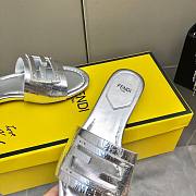 Fortok Fendi FF Logo-Patch Leather Slides Silver - 2