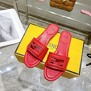 Fortok Fendi FF Logo-Patch Leather Slides Red - 1