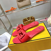 Fortok Fendi FF Logo-Patch Leather Slides Red - 6