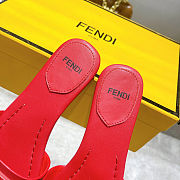 Fortok Fendi FF Logo-Patch Leather Slides Red - 5