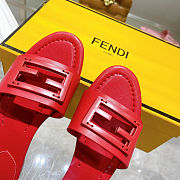 Fortok Fendi FF Logo-Patch Leather Slides Red - 4