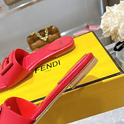 Fortok Fendi FF Logo-Patch Leather Slides Red - 2