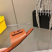 Fortok Fendi FF Logo-Patch Leather Slides Brown - 6