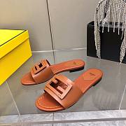 Fortok Fendi FF Logo-Patch Leather Slides Brown - 2