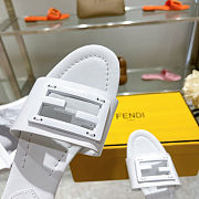 Fortok Fendi FF Logo-Patch Leather Slides White - 4