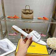 Fortok Fendi FF Logo-Patch Leather Slides White - 6