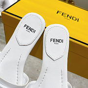 Fortok Fendi FF Logo-Patch Leather Slides White - 3