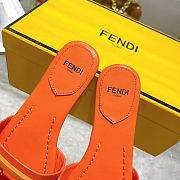 Fortok Fendi FF Logo-Patch Leather Slides Orange - 5