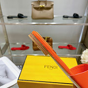 Fortok Fendi FF Logo-Patch Leather Slides Orange - 6