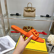 Fortok Fendi FF Logo-Patch Leather Slides Orange - 3