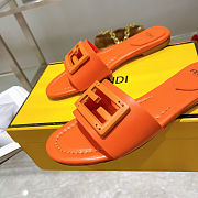 Fortok Fendi FF Logo-Patch Leather Slides Orange - 2