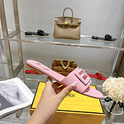 Fortok Fendi FF Logo-Patch Leather Slides Pink - 5