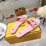 Fortok Fendi FF Logo-Patch Leather Slides Pink - 4