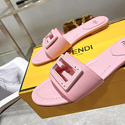Fortok Fendi FF Logo-Patch Leather Slides Pink - 3