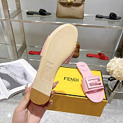 Fortok Fendi FF Logo-Patch Leather Slides Pink - 2