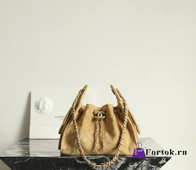Fortok Chanel 25 Mini Bag Suede Brown 20 x 22 x 12.5cm - 1