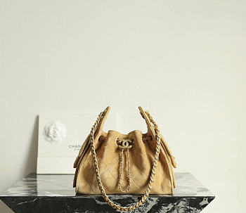 Fortok Chanel 25 Mini Bag Suede Brown 20 x 22 x 12.5cm