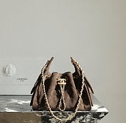Fortok Chanel 25 Mini Bag Suede Chocolate Brown 20 x 22 x 12.5cm - 5