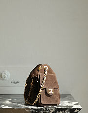 Fortok Chanel 25 Mini Bag Suede Chocolate Brown 20 x 22 x 12.5cm - 3
