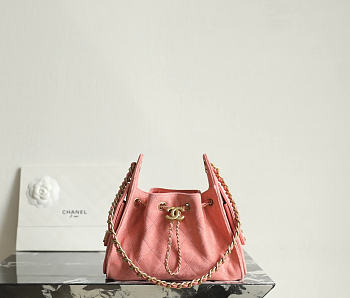 Fortok Chanel 25 Mini Bag Suede Dusty Rose Pink 20 x 22 x 12.5cm 